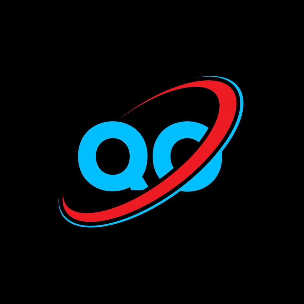 QO Q O letter logo design. Initial letter QO linked circle uppercase monogram logo red and blue. QO logo, Q O design. qo, q o, vector