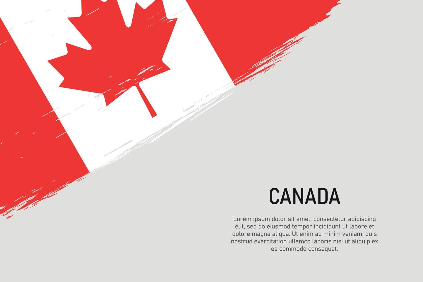 Grunge styled brush stroke background with flag of Canada vector