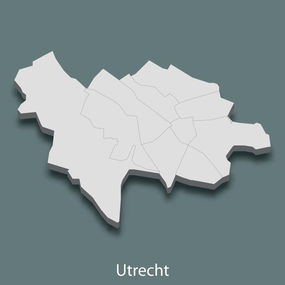 3d isometric map of Utrecht is a city of Netherlands vector