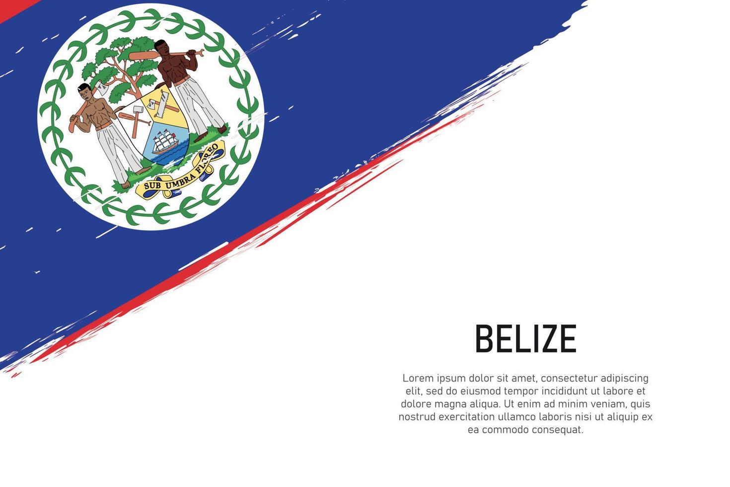 Grunge styled brush stroke background with flag of Belize vector