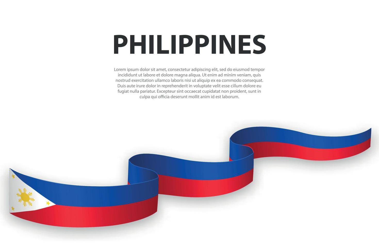 Waving ribbon or banner with flag of Philippines vector