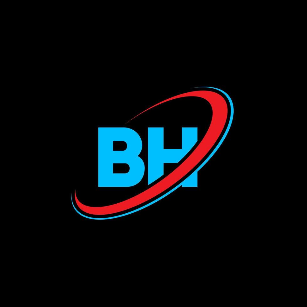 diseño del logotipo de la letra bh bh. letra inicial bh círculo vinculado en mayúsculas logo monograma rojo y azul. logotipo bh, diseño bh. bh, bh vector