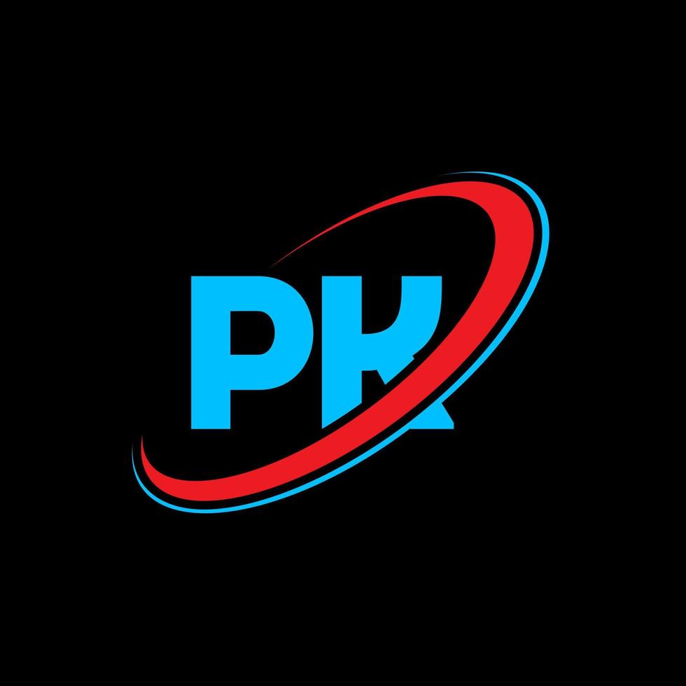diseño del logotipo de la letra pk pk. letra inicial pk círculo vinculado en mayúsculas logo monograma rojo y azul. logotipo de pk, diseño de pk. paquete, paquete vector