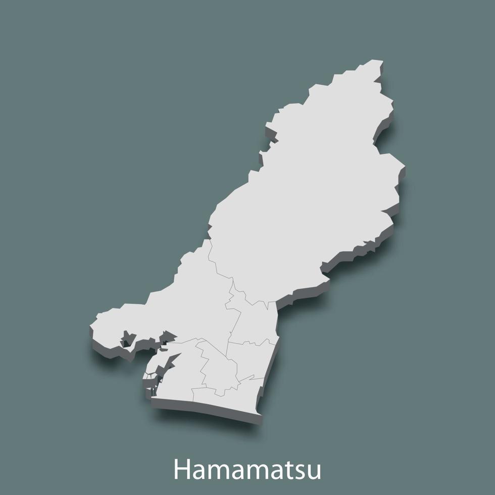 El mapa isométrico 3d de hamamatsu es una ciudad de japón vector