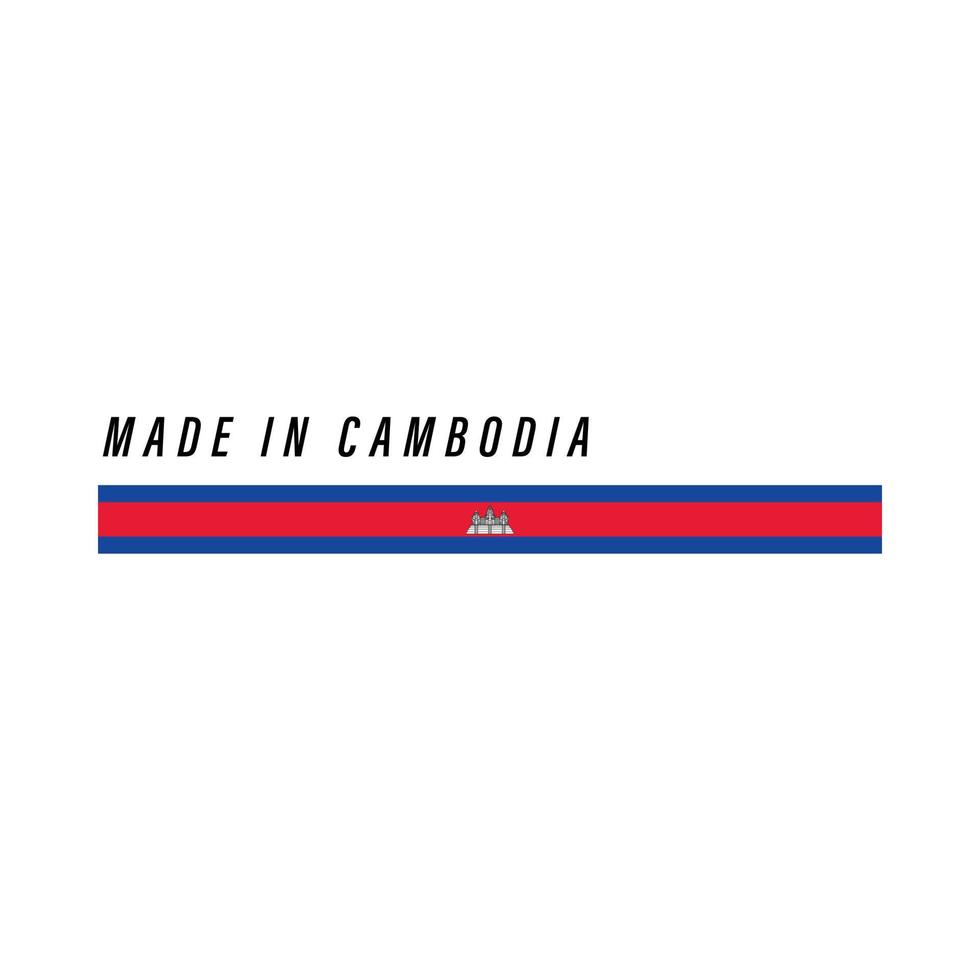 hecho en camboya, placa o etiqueta con bandera aislada vector
