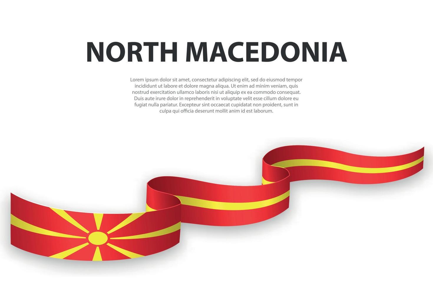 Waving ribbon or banner with flag of North Macedonia vector