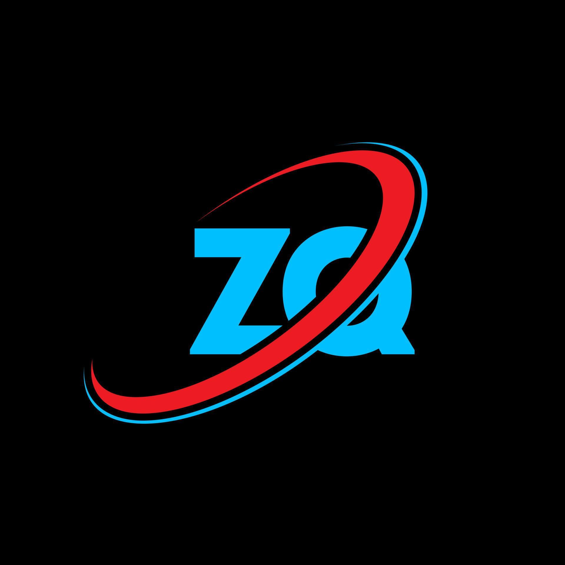 ZQ logo. ZQ design. Blue and red ZQ letter. ZQ letter logo design