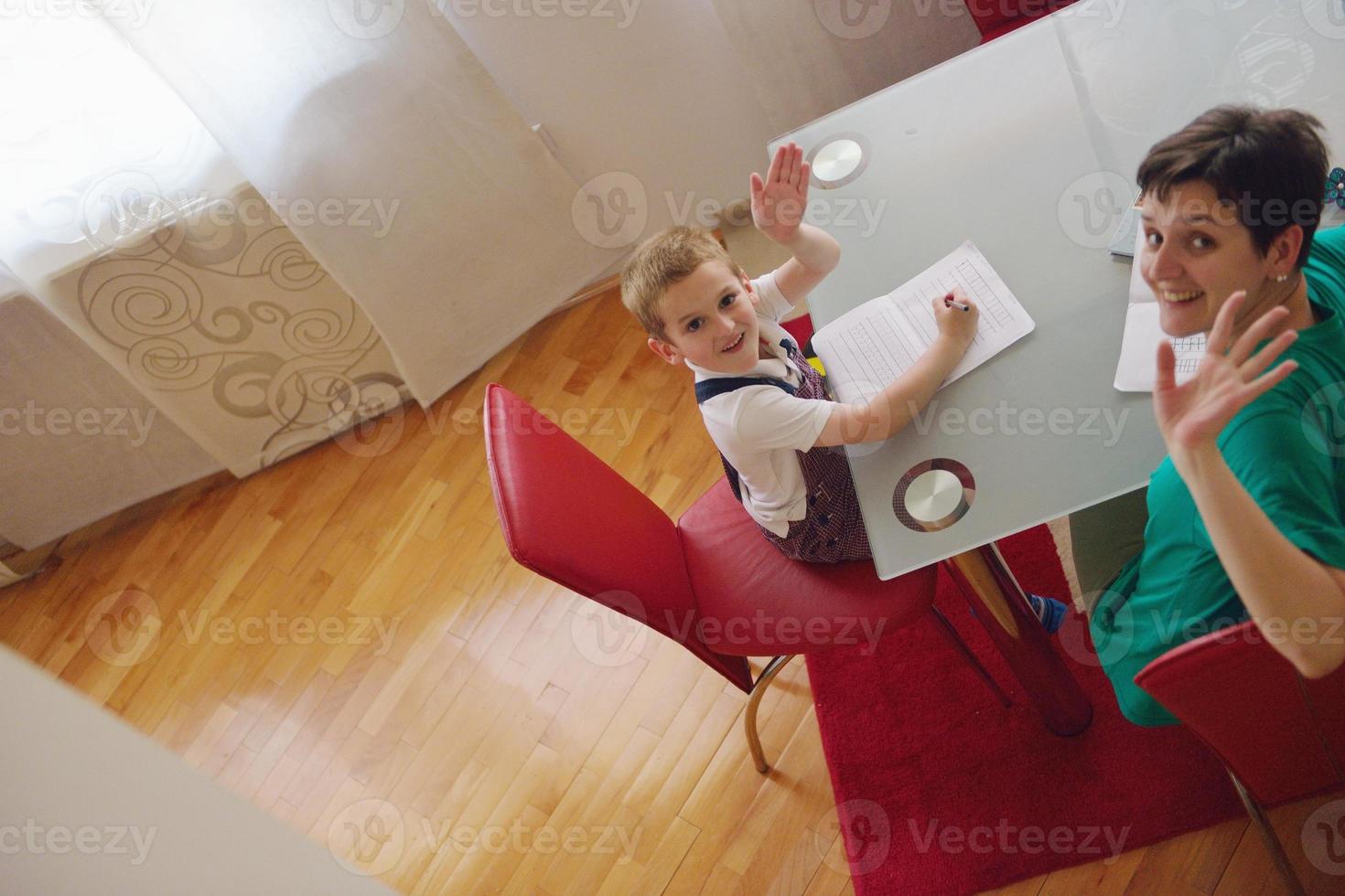 Boy doing homework photo