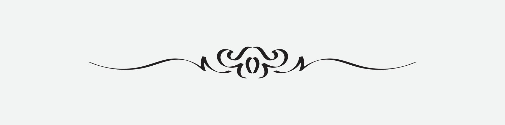 ornamental filigree flourish or thin divider. Classical vintage element, vector illustration