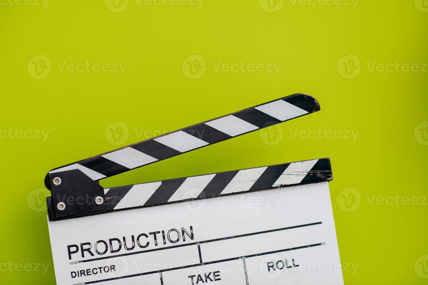 movie clapper on green  background photo