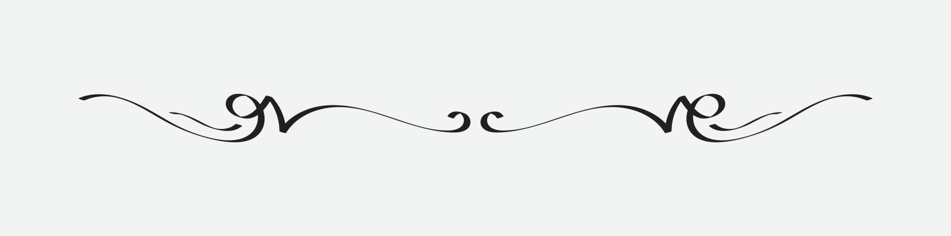 ornamental filigree flourish or thin divider. Classical vintage element, vector illustration