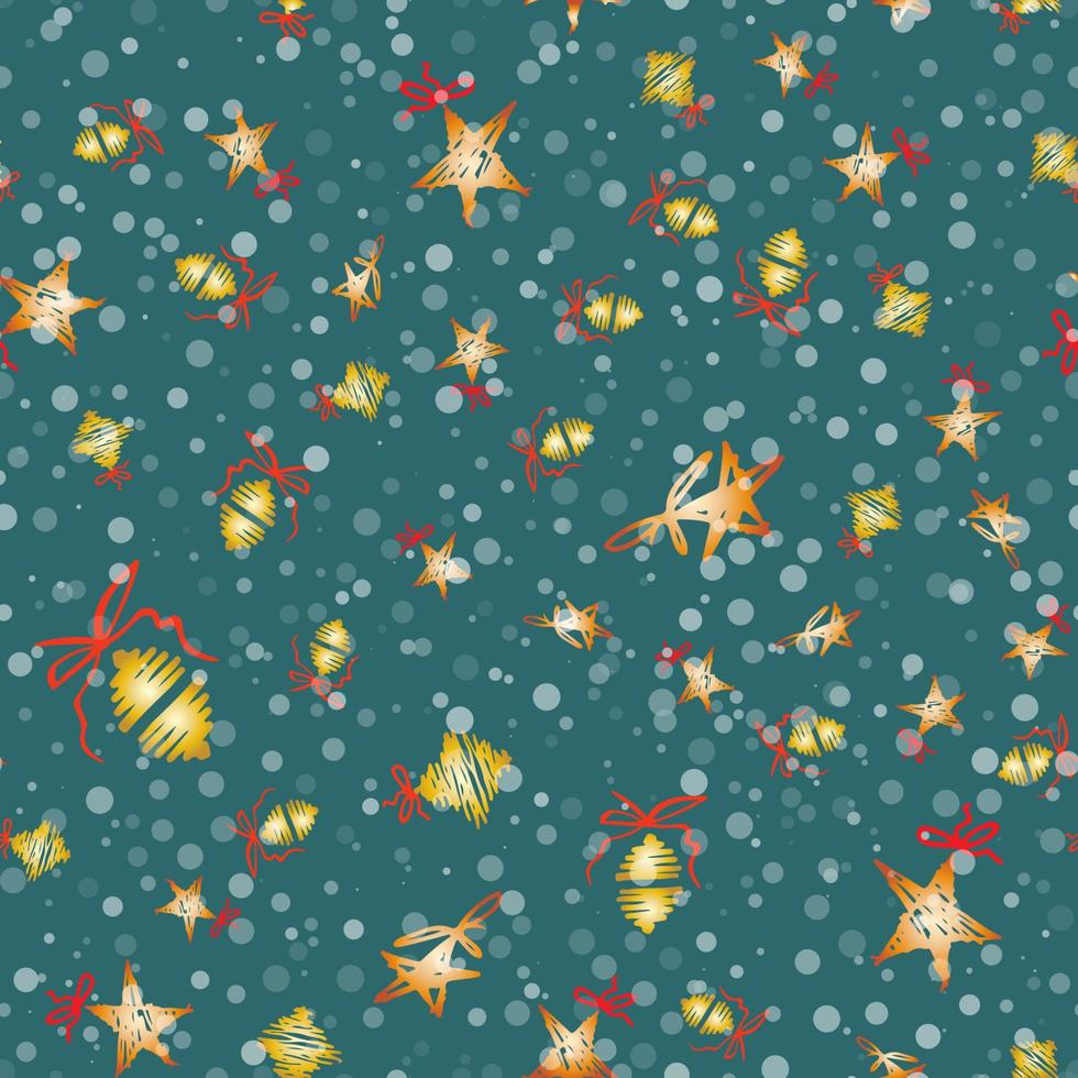 Holiday hand drawn sketch Christmas and New Year seamless background vector