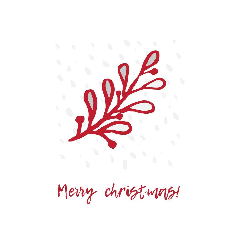 Hand-drawn festive Christmas and New Year card with holiday symbols tree and calligraphic greeting inscription vector