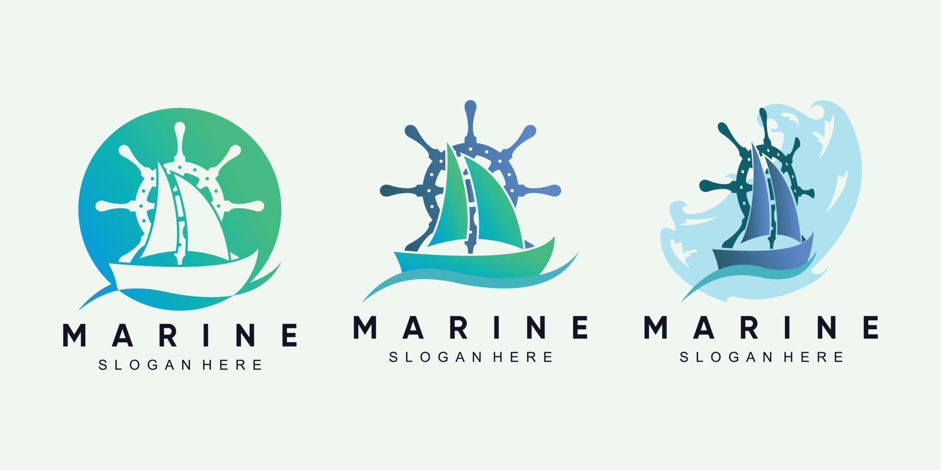 Set of anchor logo design bundle for sailor icon with creative concept Premium Vector