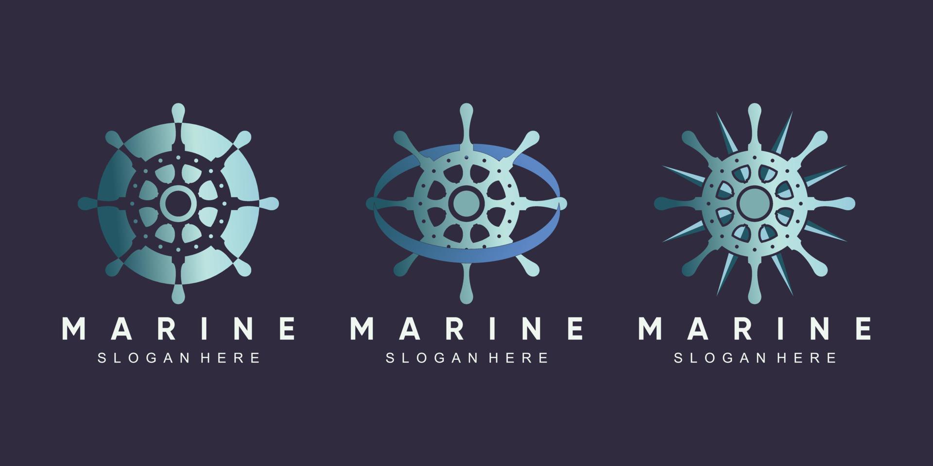 conjunto de paquete de diseño de logotipo de ancla para icono de marinero con concepto creativo vector premium