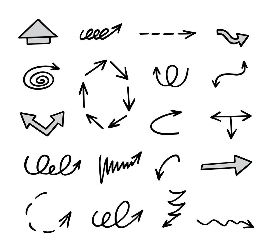 Vector set of hand drawn arrows, elements for presentation