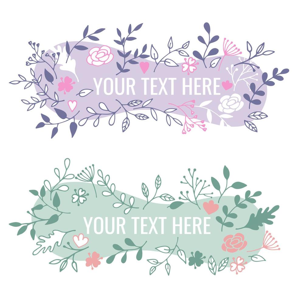 banner de plantas y flores, fondo floral vector