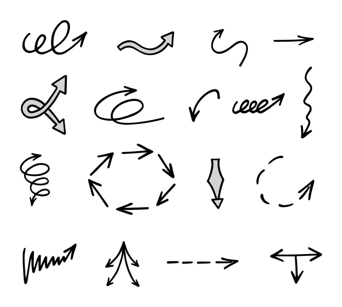 Vector set of hand drawn arrows, elements for presentation