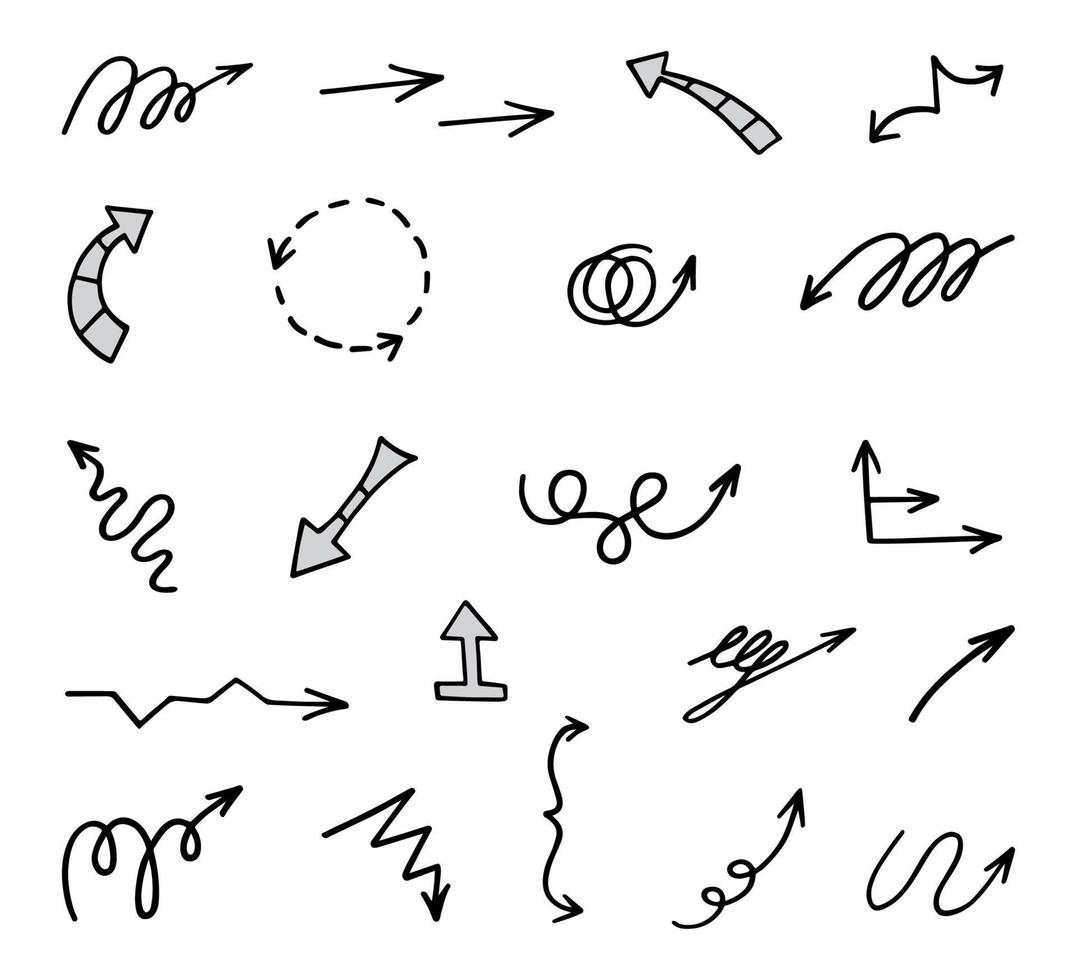 Vector set of hand drawn arrows, elements for presentation