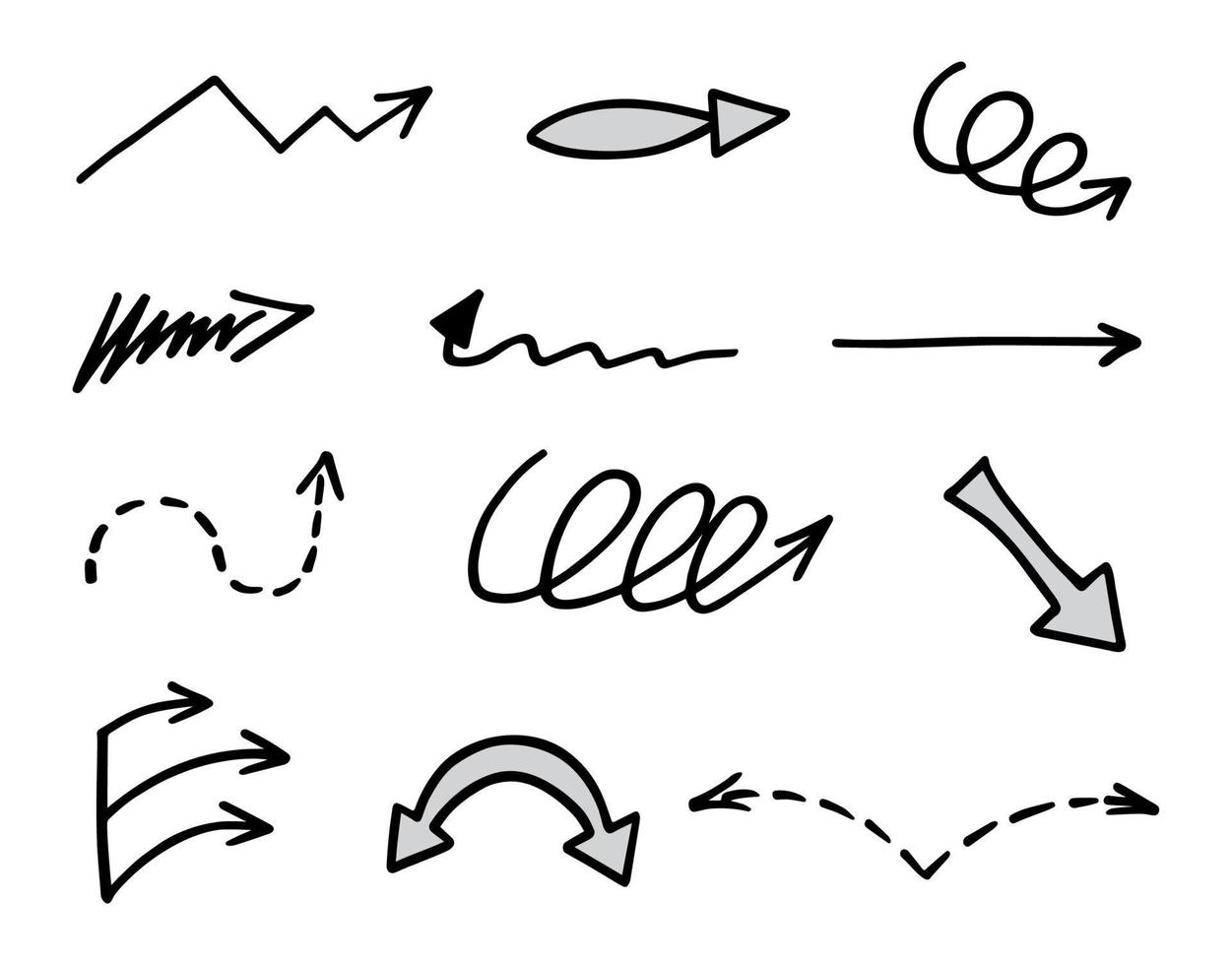 Vector set of hand drawn arrows, elements for presentation