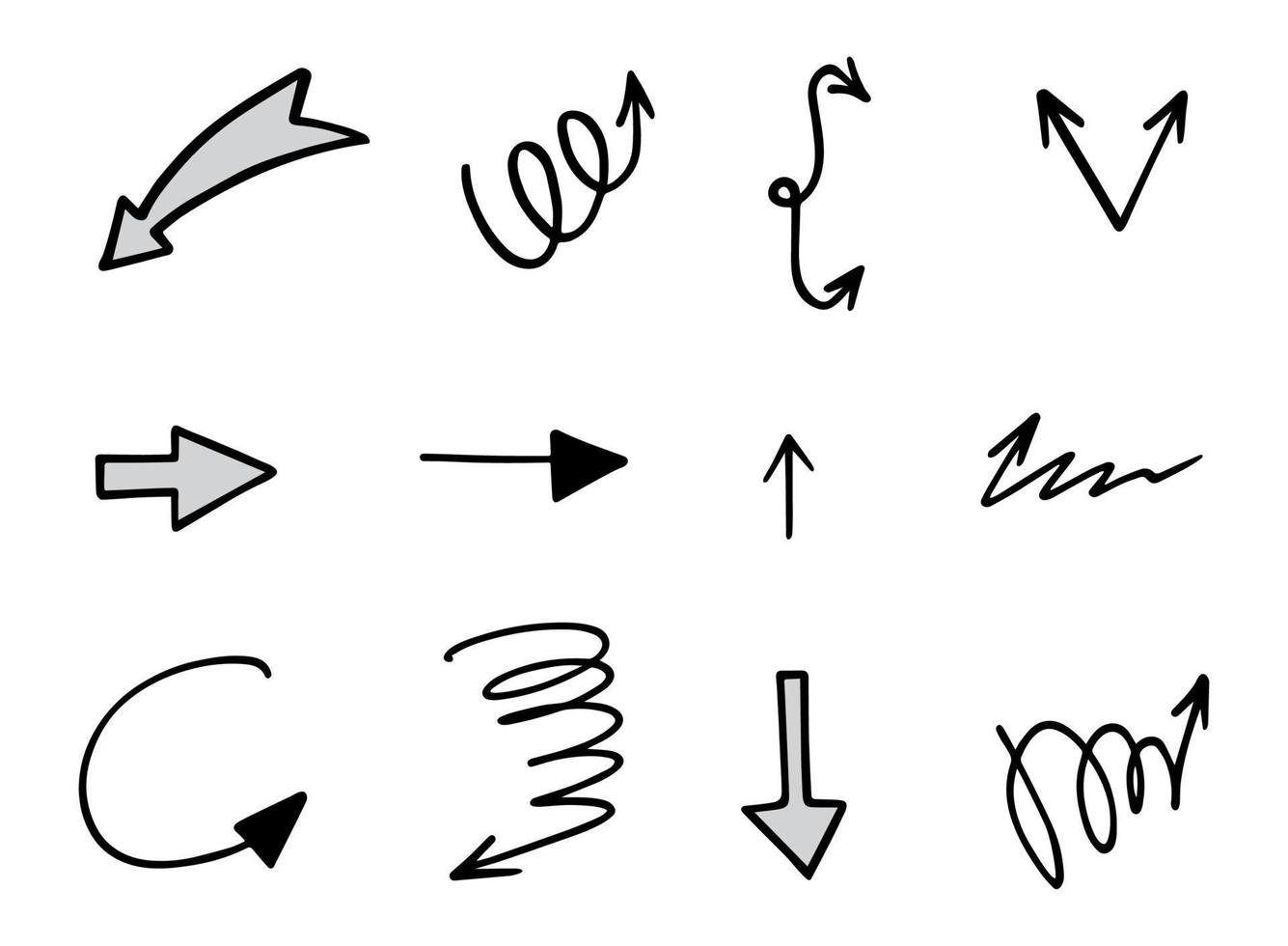 Vector set of hand drawn arrows, elements for presentation