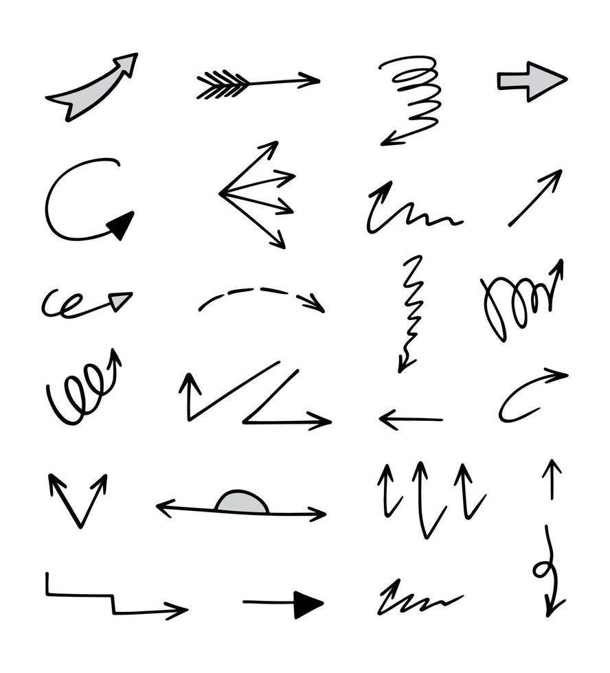 Vector set of hand drawn arrows, elements for presentation