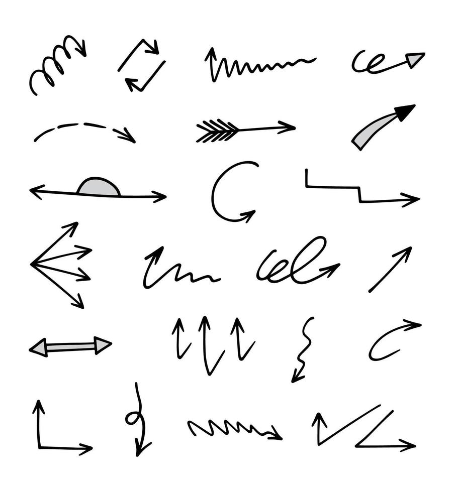 Vector set of hand drawn arrows, elements for presentation