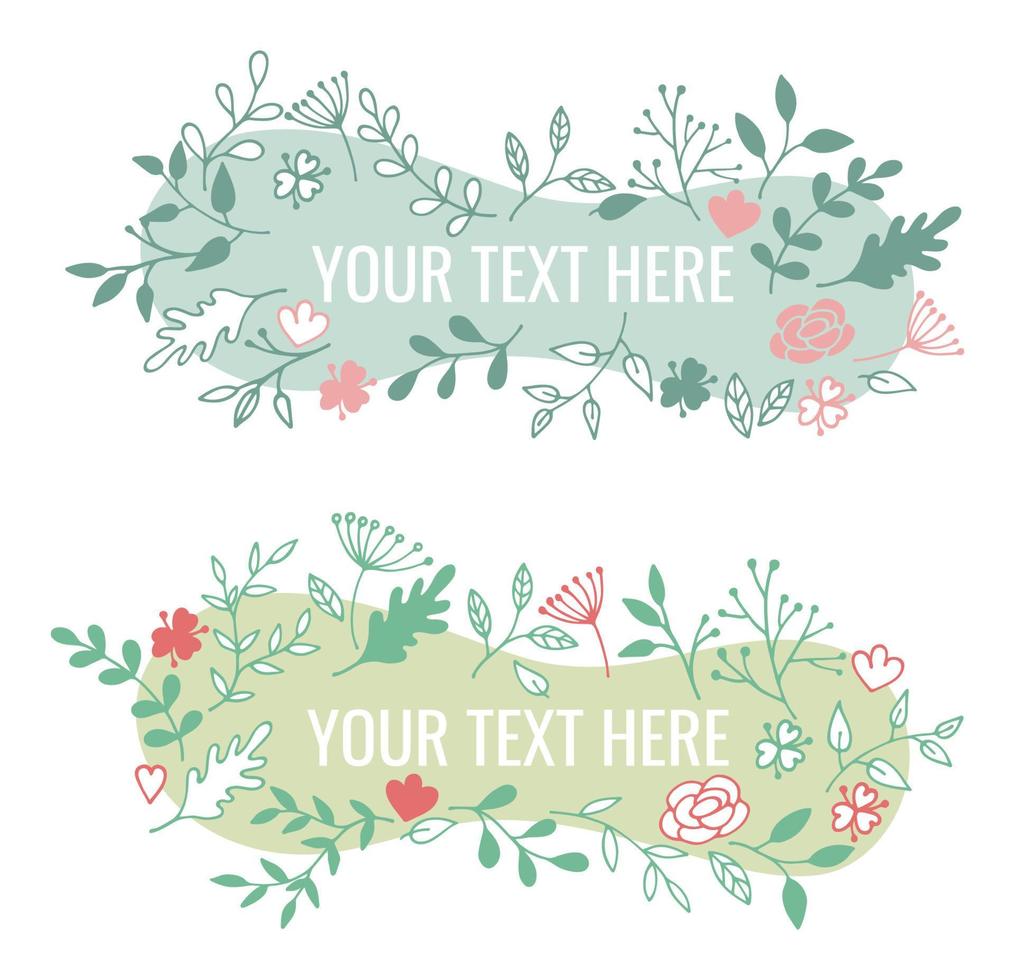 banner de plantas y flores, fondo floral vector