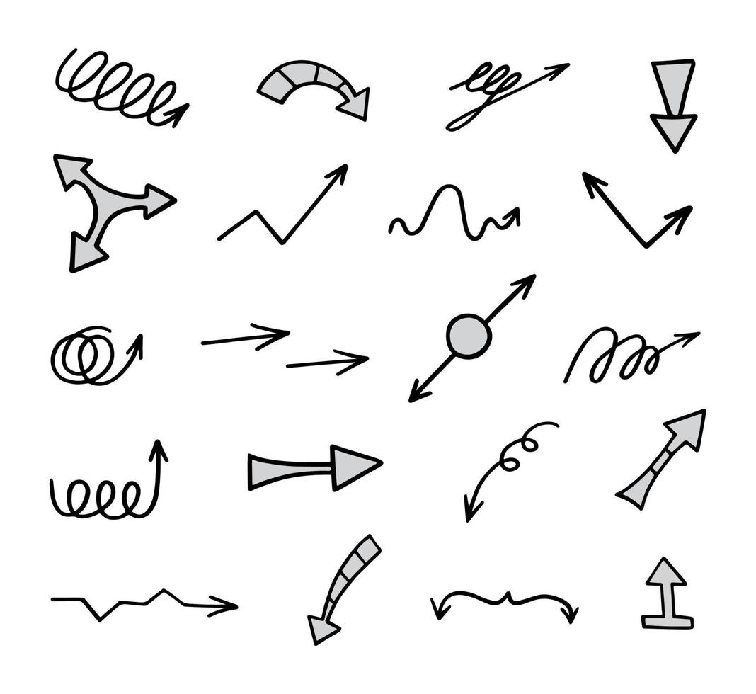 Vector set of hand drawn arrows, elements for presentation