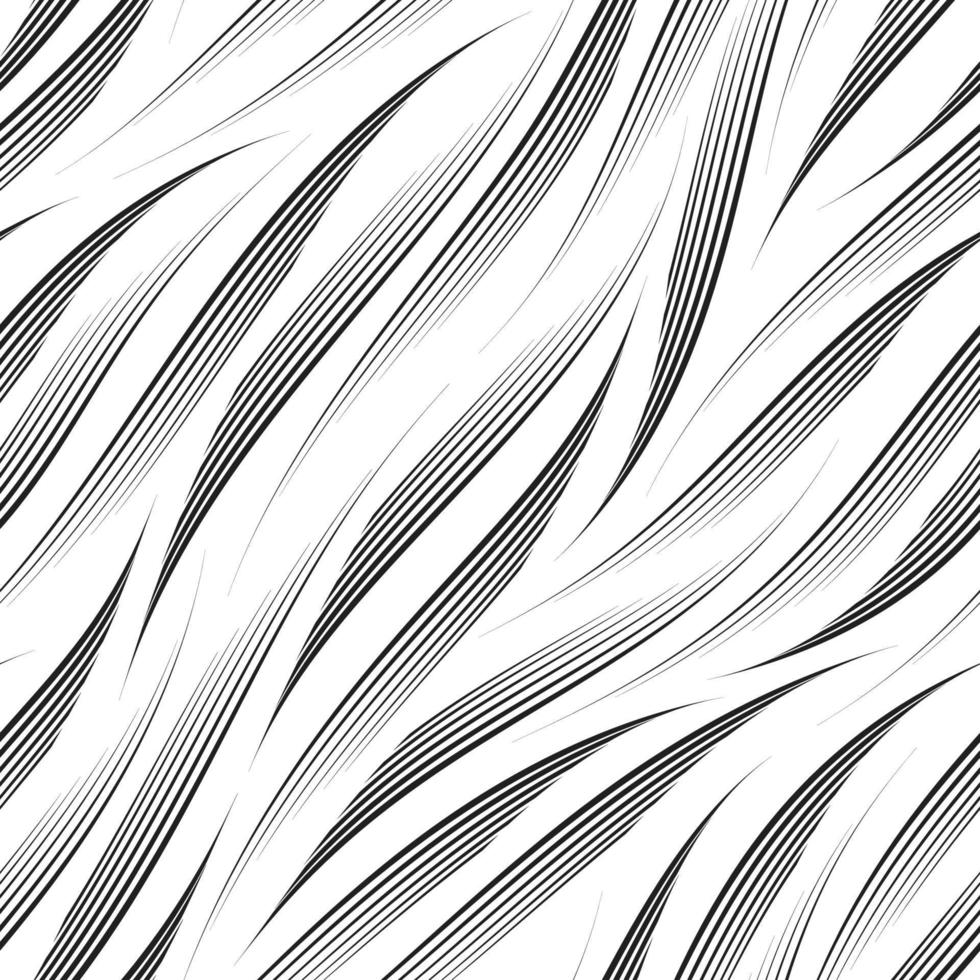 patrón vectorial sin costuras de líneas suaves finas negras diagonales.patrón monocromo vectorial sin costuras de rayas diagonales suaves en forma de ondas. vector