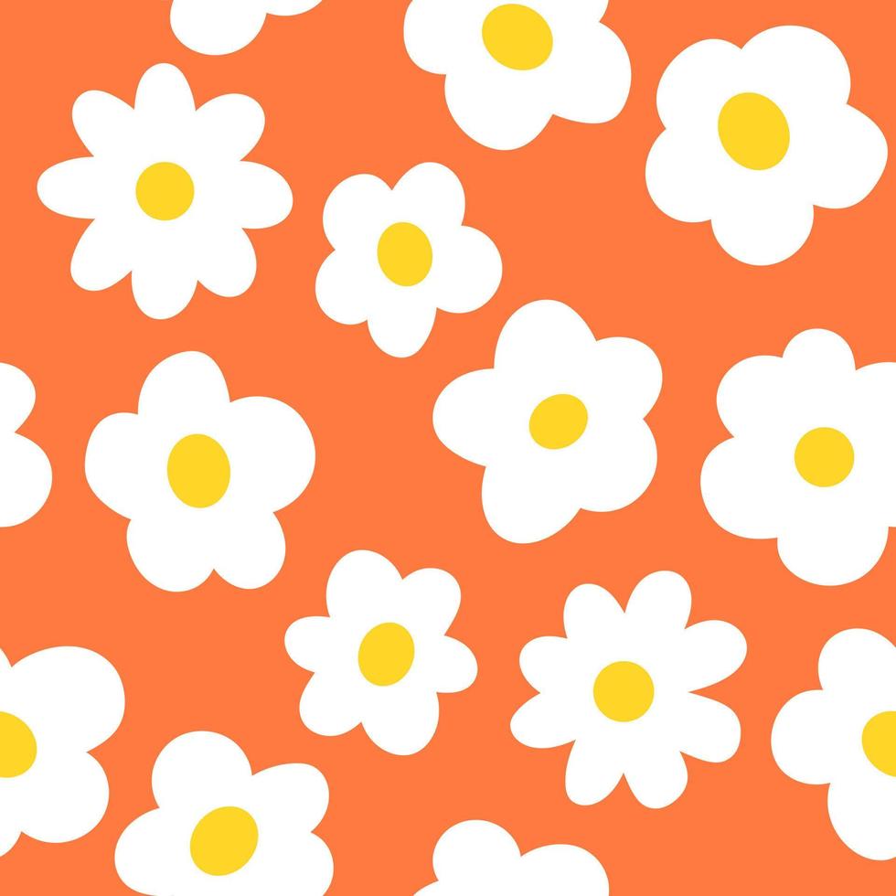 fondo de flores de dibujos animados naranja, vector eps de patrones sin fisuras. diseño de estampado floral de verano abstracto moderno simple