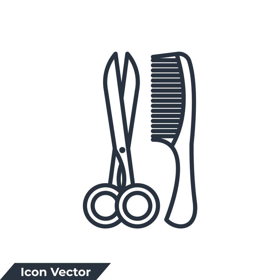 scissor and comb icon logo vector illustration. hair salon symbol