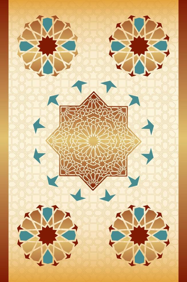 patrón islámico geométrico con formas arabescas coloridas para tarjetas de felicitación o decoración interior. borde de vector de repetición de mosaico