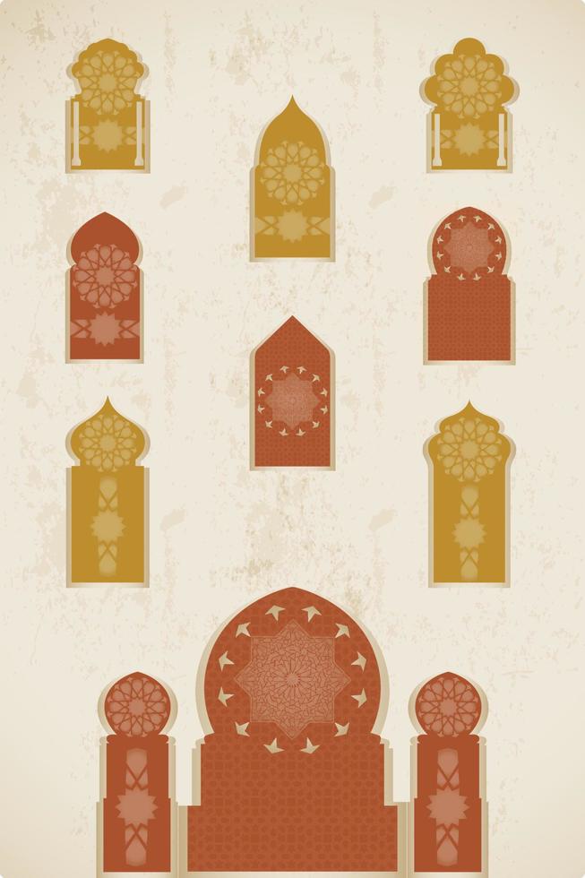 Islamic Arabic Windows. Geometric Islamic Pattern with colorful arabesque shapes vector