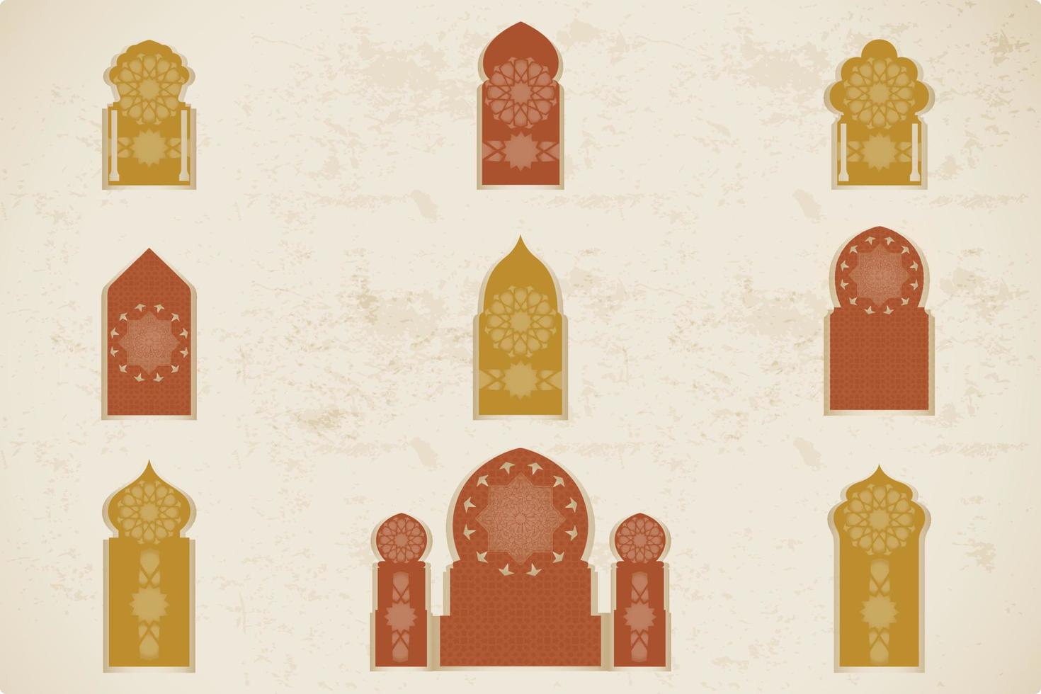 ventanas árabes islámicas. patrón islámico geométrico con formas arabescas coloridas vector