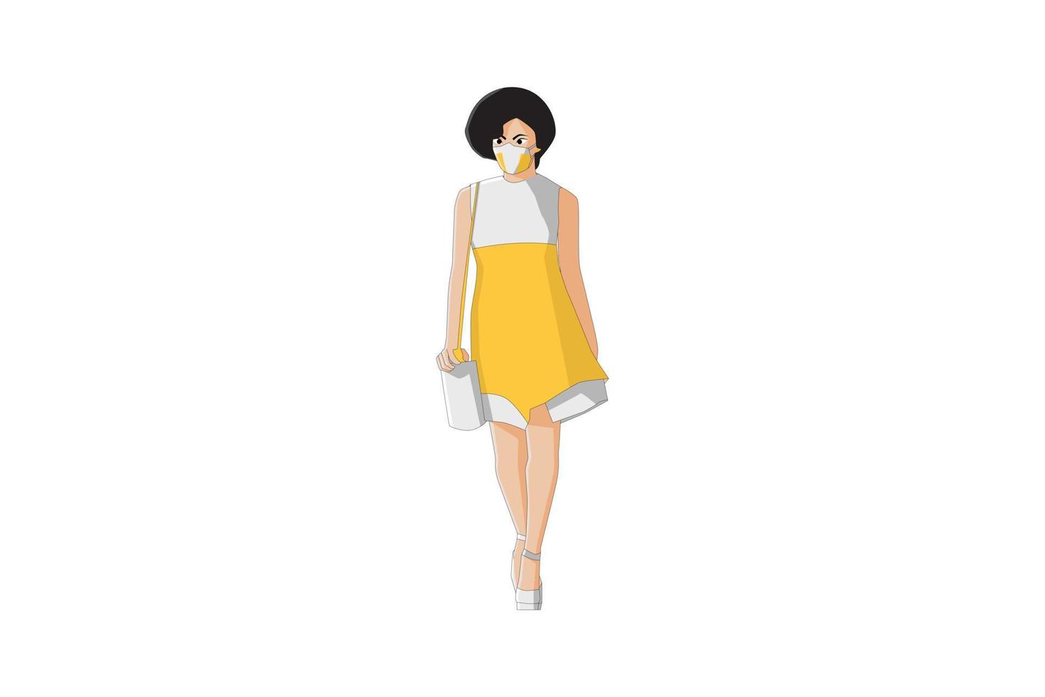 ilustración vectorial de mujeres elegantes caminando con máscara vector