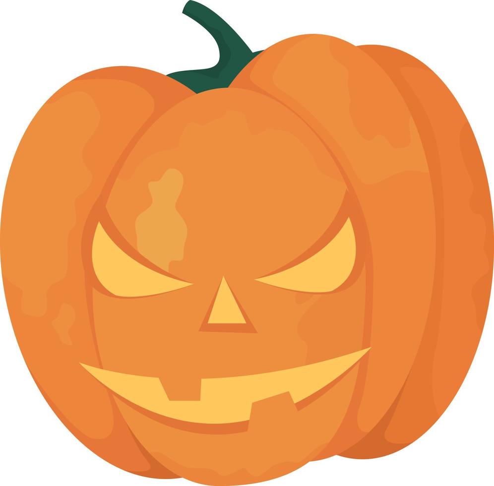 objeto vectorial de color semiplano de calabaza sonriente vector