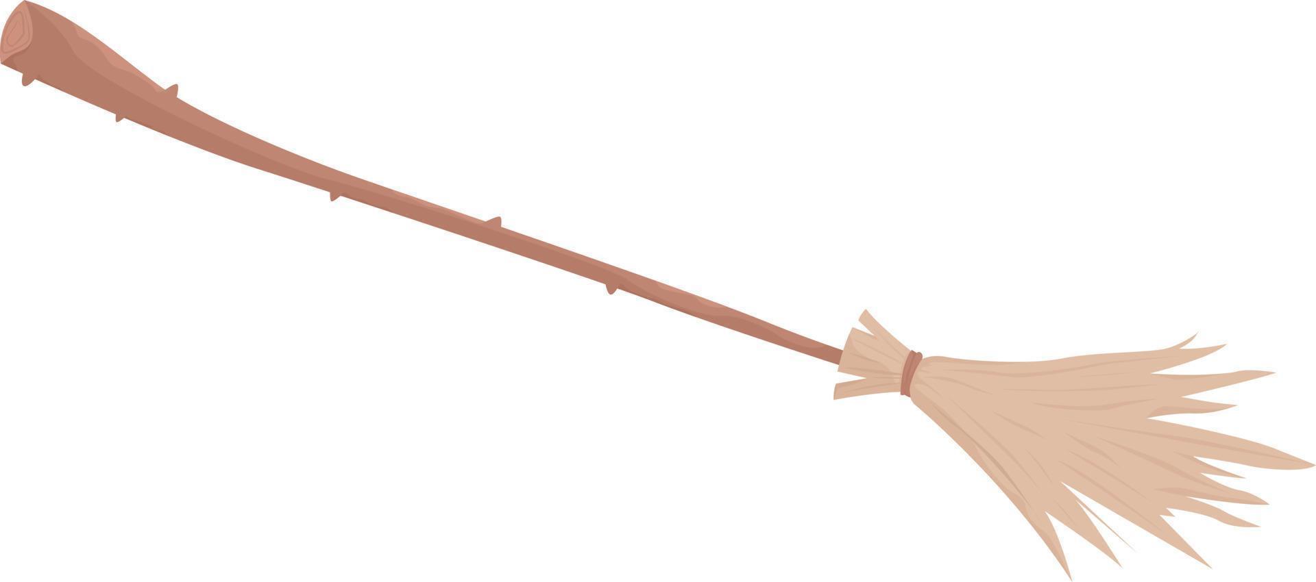 Wooden broom semi flat color vector object