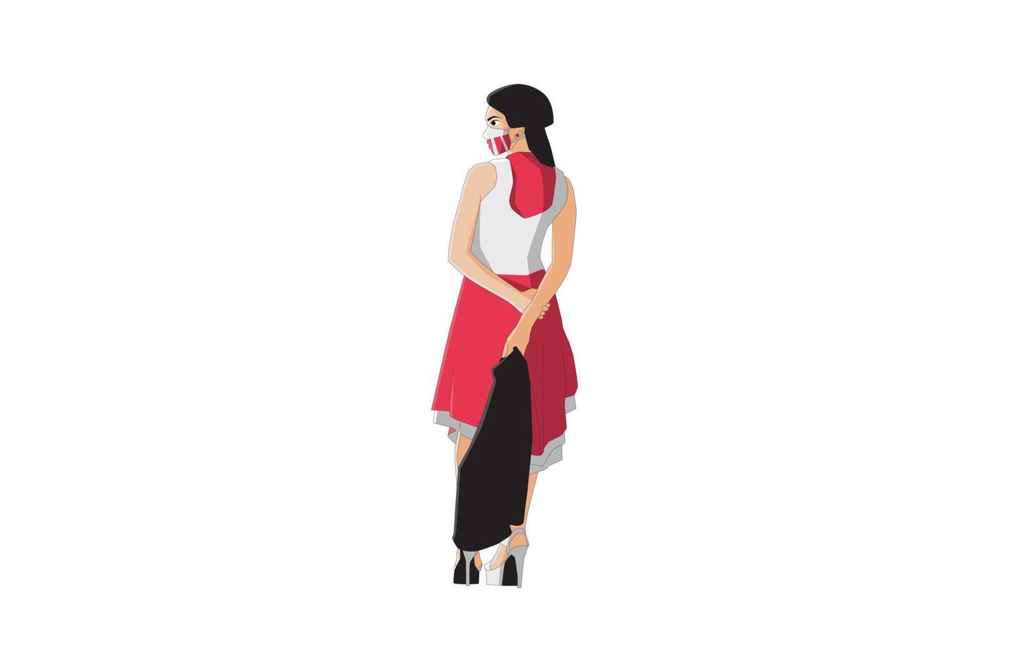 Vector illustration of elegant women posing