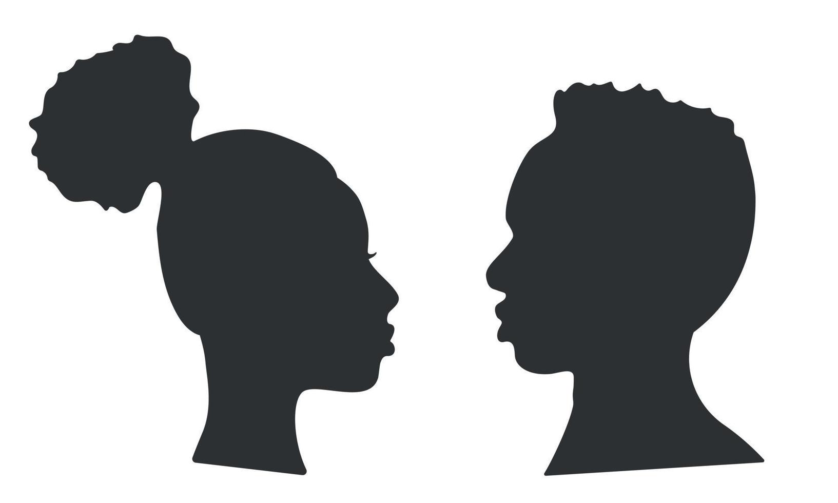 silueta de personas afroamericanas. vista de perfil de cabeza de hombre y mujer. ilustración vectorial vector