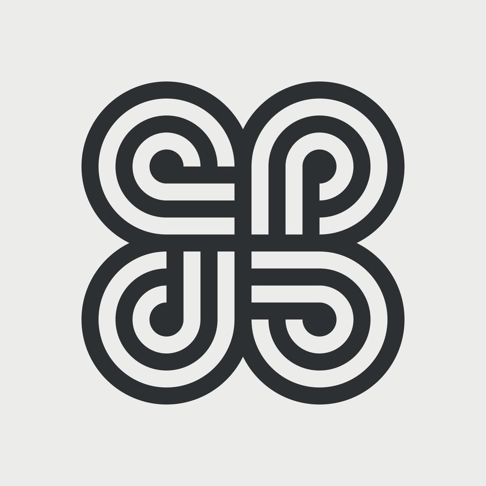 Celtic knot symbol design template. Endless loop. Interconnected circular shapes. Cross Vector illustration