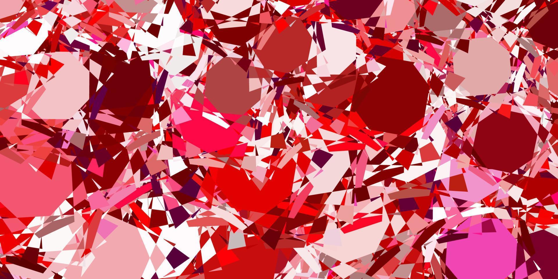 diseño de vector rosa claro, rojo con formas triangulares.
