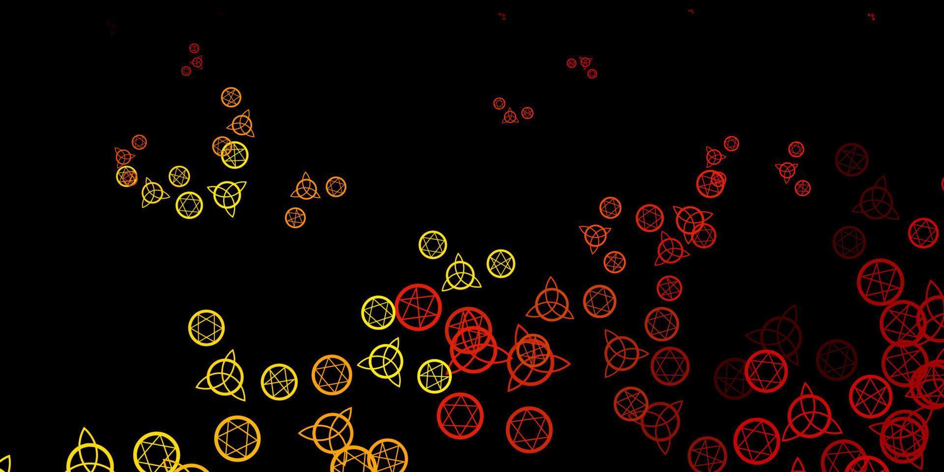 Plantilla de vector naranja oscuro con signos esotéricos.