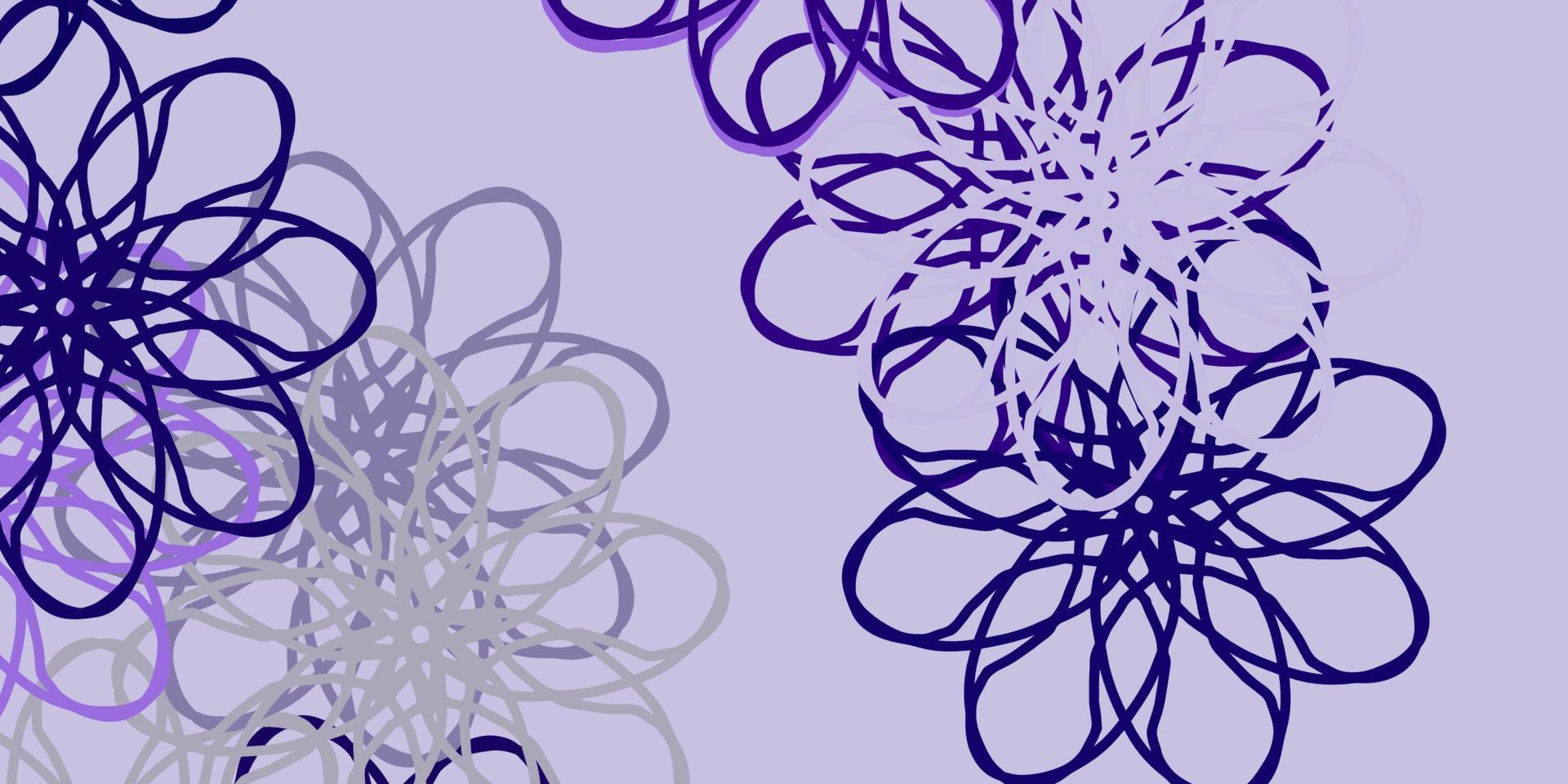 Light Purple vector doodle template with flowers.