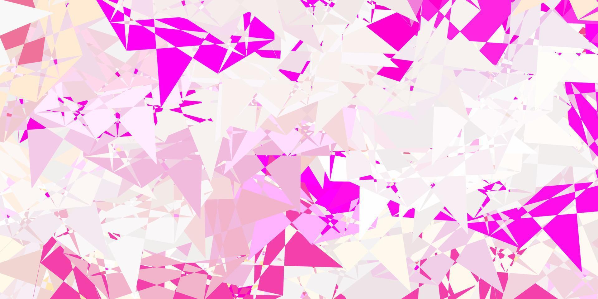 textura de vector rosa claro con triángulos al azar.