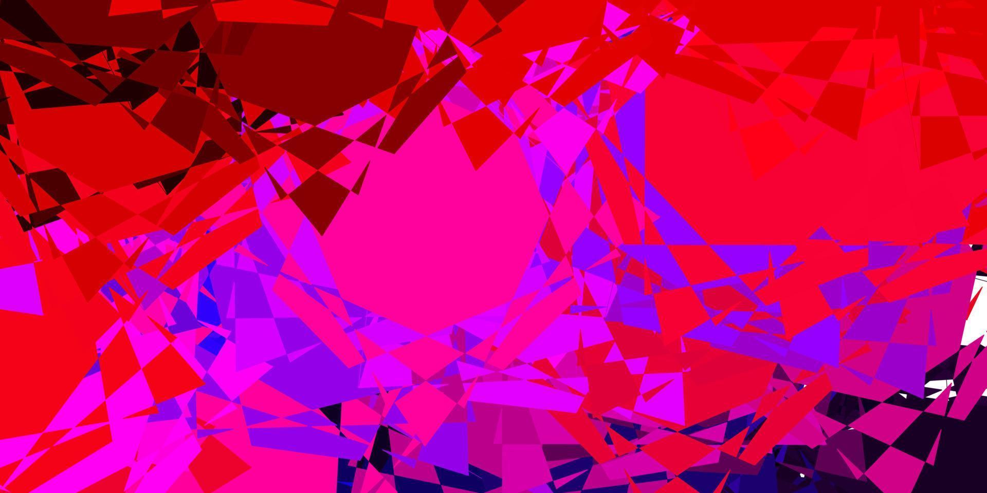 textura de vector rosa claro, rojo con triángulos al azar.