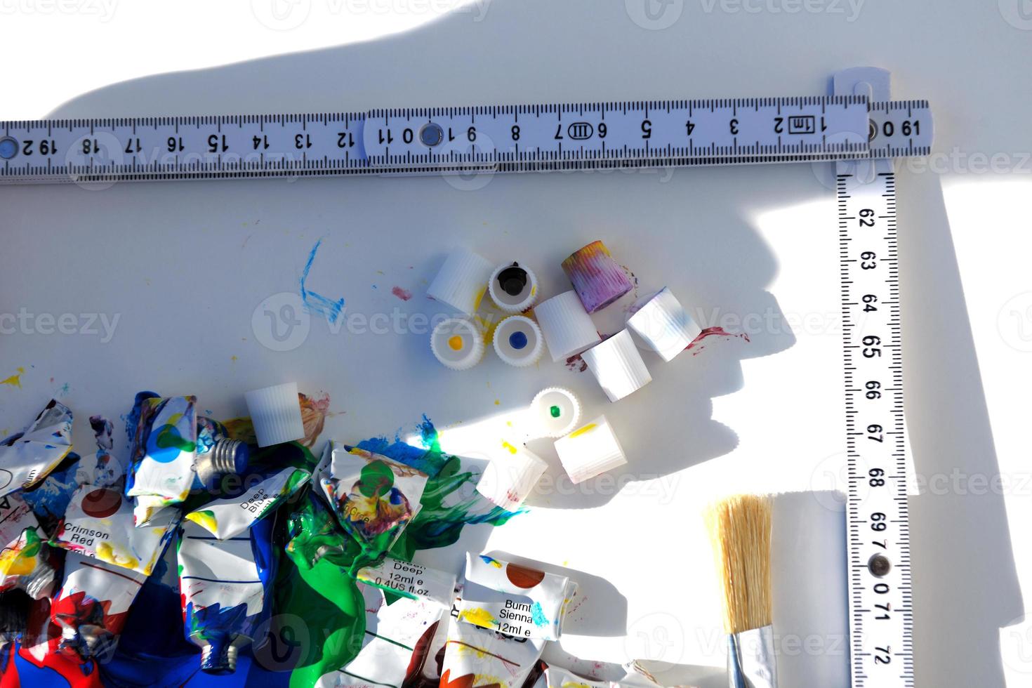 Colors on white surface photo
