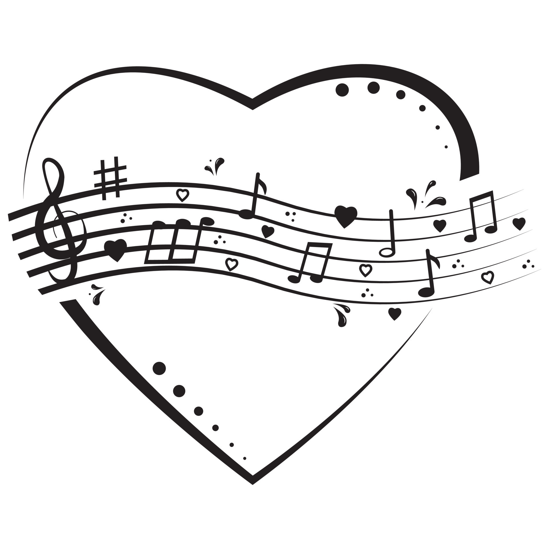 Musical heart with notes, vector isolated illustration 11314415 Vector