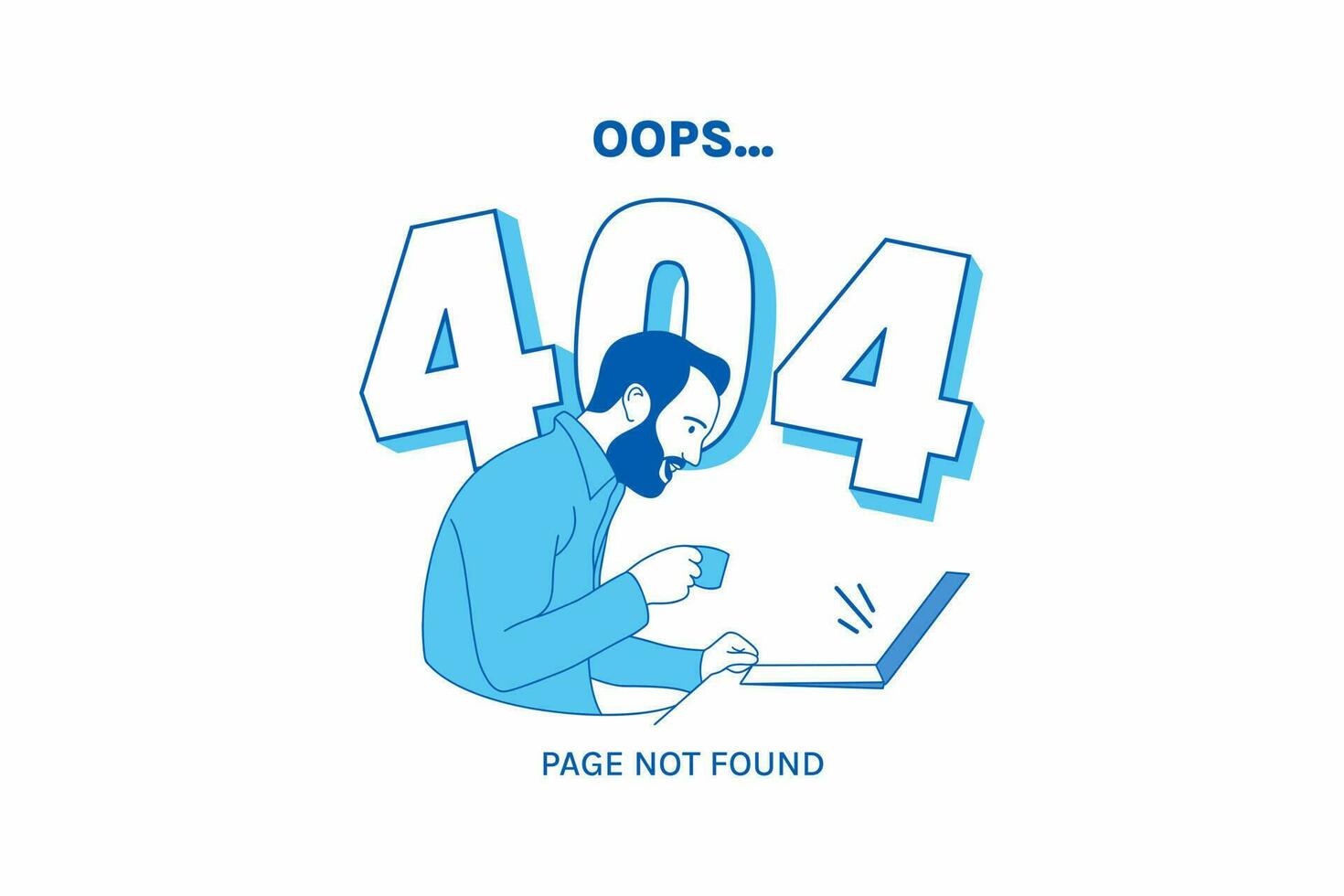 Illustrations Frustrated expression business man for Oops 404 error design concept landing page vector