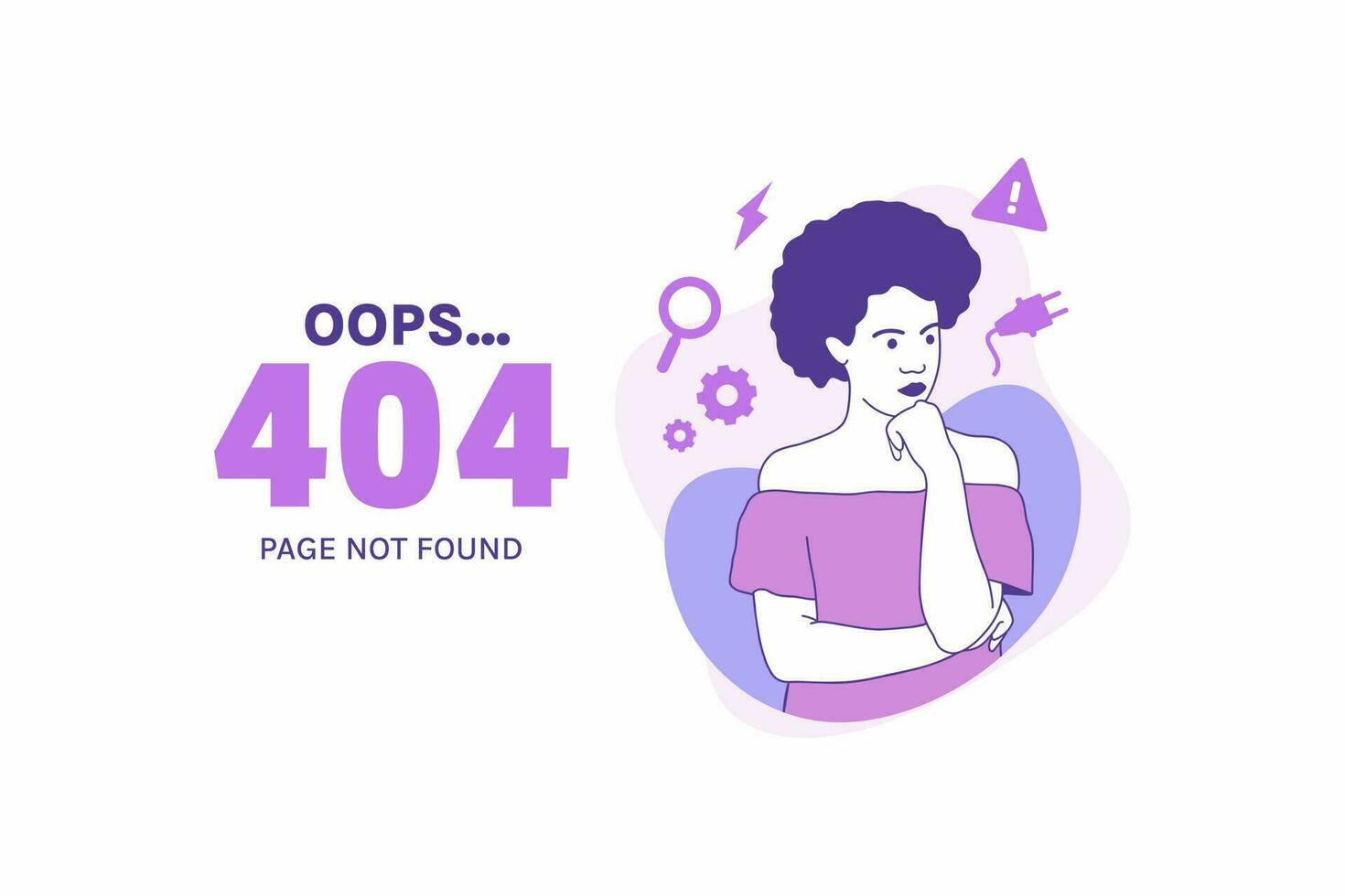 Illustrations Arms Crossed angry woman for Oops 404 error design concept landing page vector